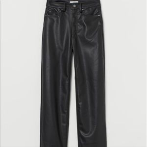 H&M leather straight leg pants